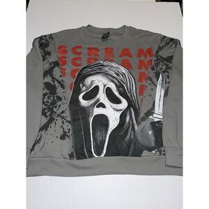 Scream Ghostface Men 2XL Gray Sweater Scary Movie Horror Gift Winter Novelty NWT